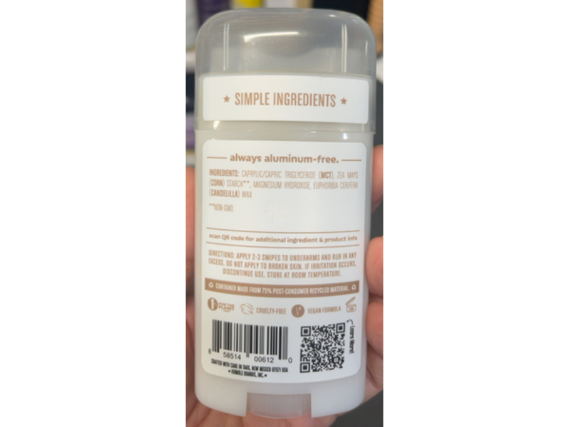 Humble Nothing Bad Deodorant, Simply Unscented, 2.5 oz/70 g