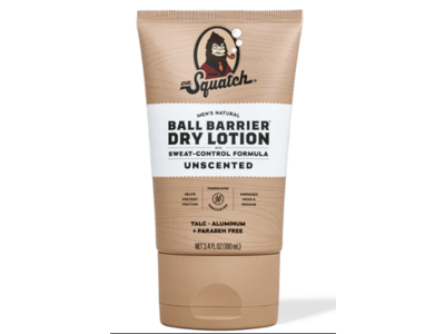 Dr Squatch Mens Natural Ball Barrier Dry Lotion, Unscented, 3.4 fl oz/100 mL, Pack Of 2