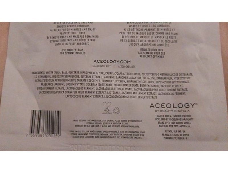 Aceology Probiotic Restoring Biodegradable Mask, 0.70 oz /20 g