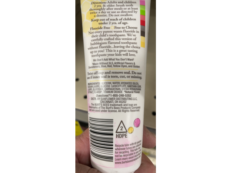 Burt's Bees Kids Toothpaste, Bubblegum, 4.7 oz/133 g, Pack Of 4