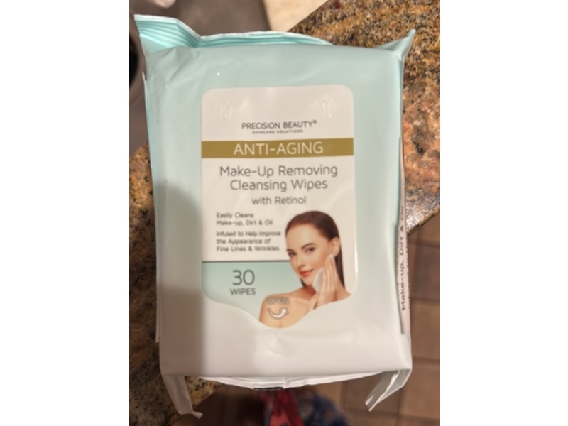 Precision Beauty Anti-Aging Make-Up Removing Cleansing Wipes, Retinol, 30 Count