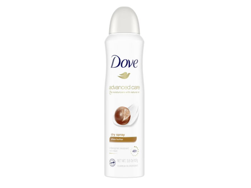 Dove Advanced Care Antiperspirant Deodorant Dry Spray, Shea Butter, 3.8 oz/107g