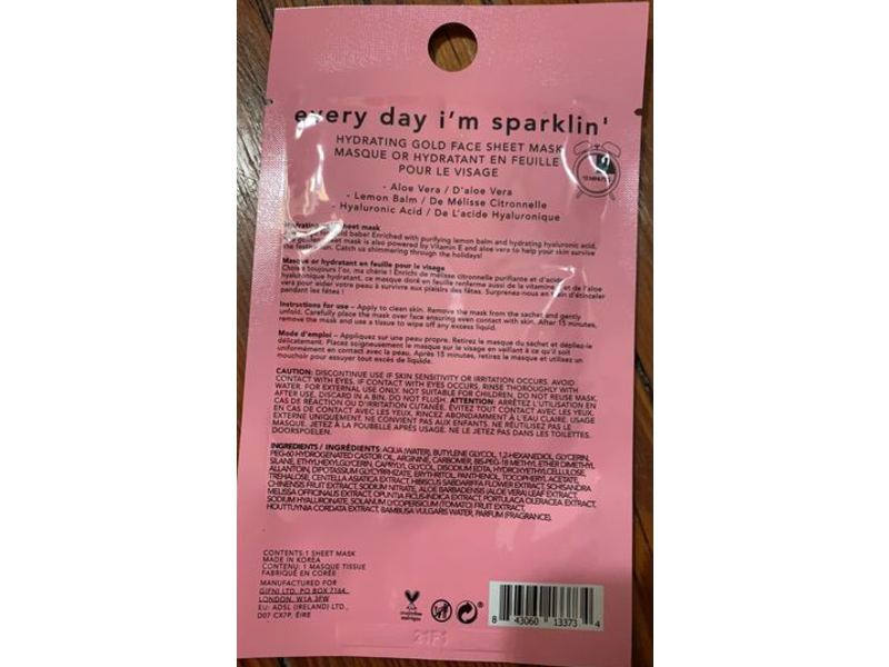 Holler And Glow Everyday I'm Sparklin' Hydrating Gold Face Sheet Mask, 0.51 fl oz/15 mL