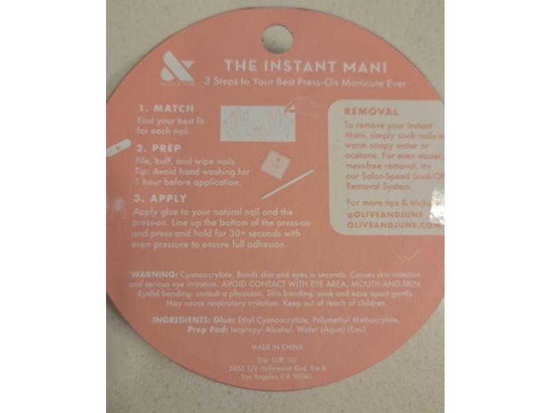 Olive & June Instant Mani Press-On Nails, Sheer Lavender Shimmer, 42 Count