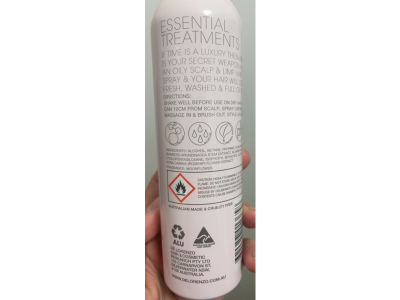 De Lorenzo Et Absorb Dry Shampoo, Organic Rosehip & Bamboo Extract, 3.52 oz/100 g