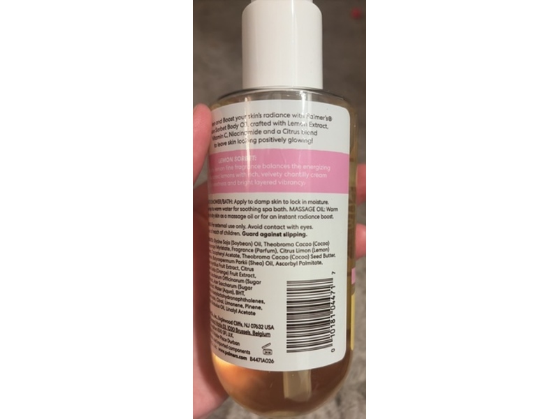 Palmer's Brightening Body Oil, Lemon Sorbet, 6.5 fl oz/192 mL