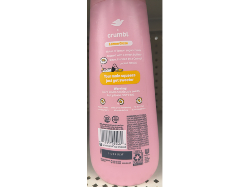 Dove x Crumbl Nourishing Body Wash, Lemon Glaze, 20 fl oz