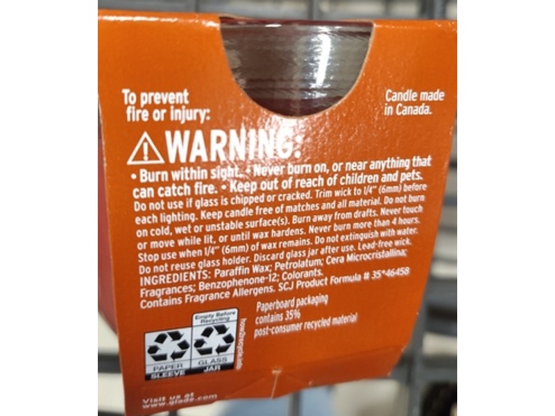 Glade Candle, Pumpkin & Ginger, 6.8 fl oz/193 g, Pack Of 3