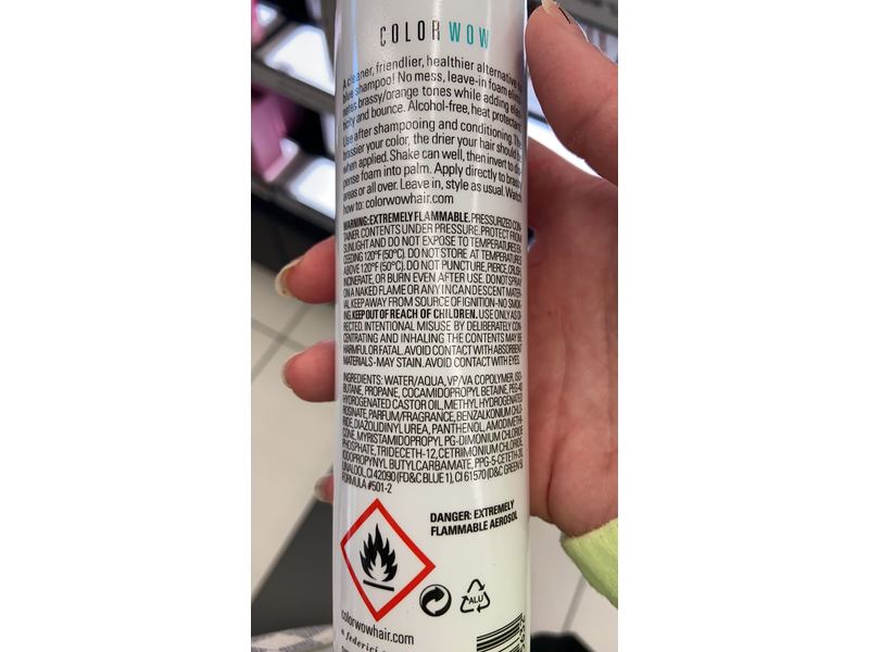 Color Wow Color Control Blue Toning + Styling Foam, Brunette Hair, 6.8 oz/193 g