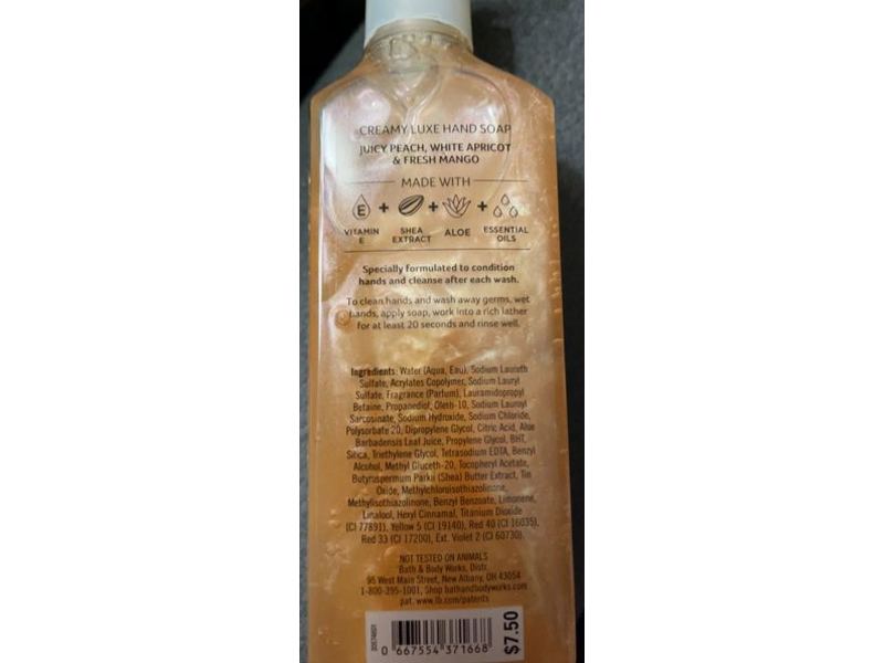 Bath & Body Works Creamy Luxe Hand Soap, Peach Bellini, Essential Oils, 8 fl oz/236 mL