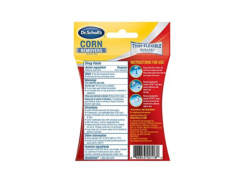 Dr. Scholl's Thin + Flexible Cushioning Pain Relief, Corn Removers, Duragel Technology, 6 Count