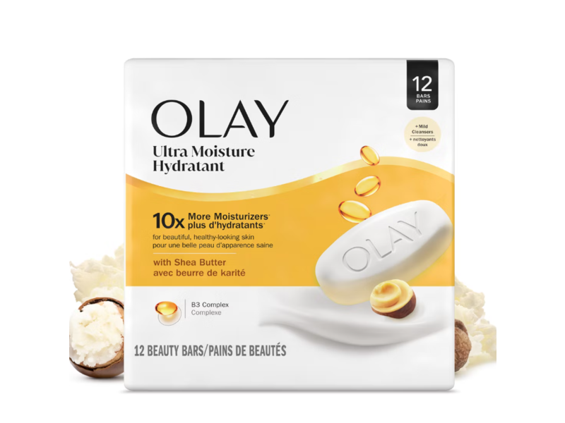 Olay Ultra Moisture Beauty Bar, Shea Butter, 3.17 oz/90 g, Pack Of 12