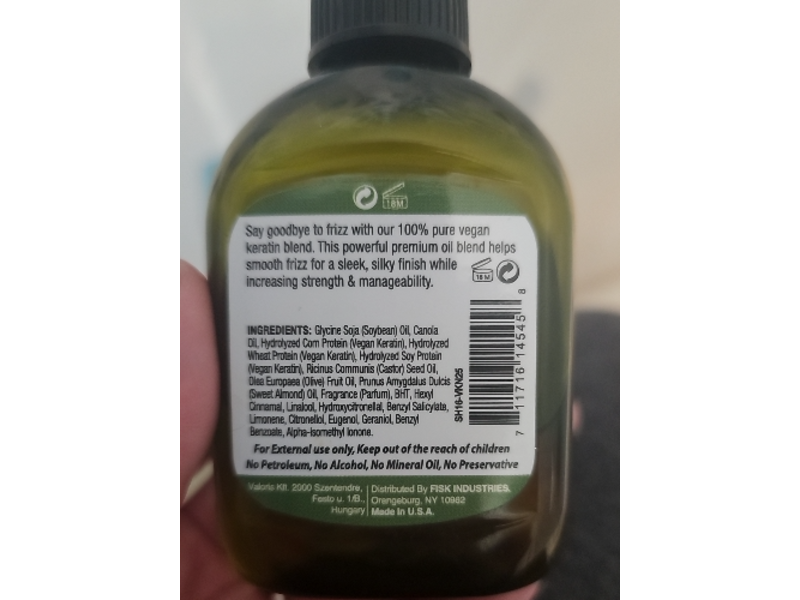 Difeel Keratin Anti Frizz & Shine Premium Hair Oil, 2.5 fl oz/75 mL