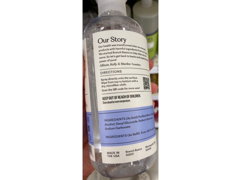 Branch Basics Glass Cleaner, Fragrance Free, 16 fl oz/473 mL