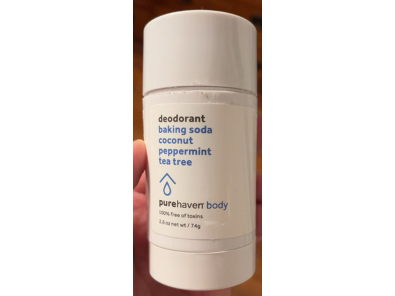 Purehaven Body Deodorant, Baking Soda + Coconut + Peppermint + Tea Tree, 2.6 oz/74 g