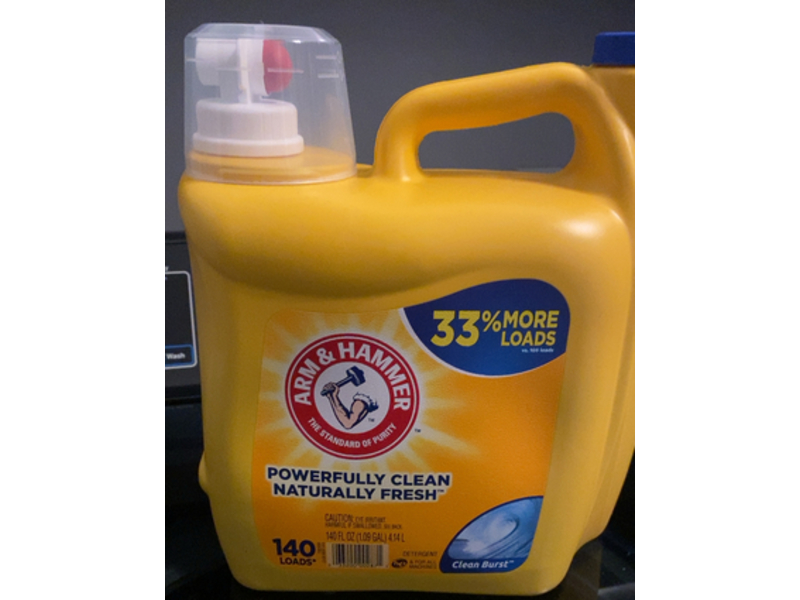 Arm & Hammer Liquid Laundry Detergent, Clean Burst, 140 fl oz/4.14 L, 140 Count