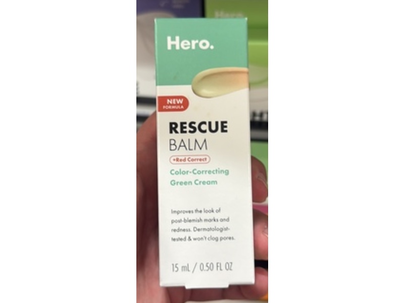 Hero Color Correcting Green Cream Rescue Balm, Red Correct, 0.50 fl oz/15 mL