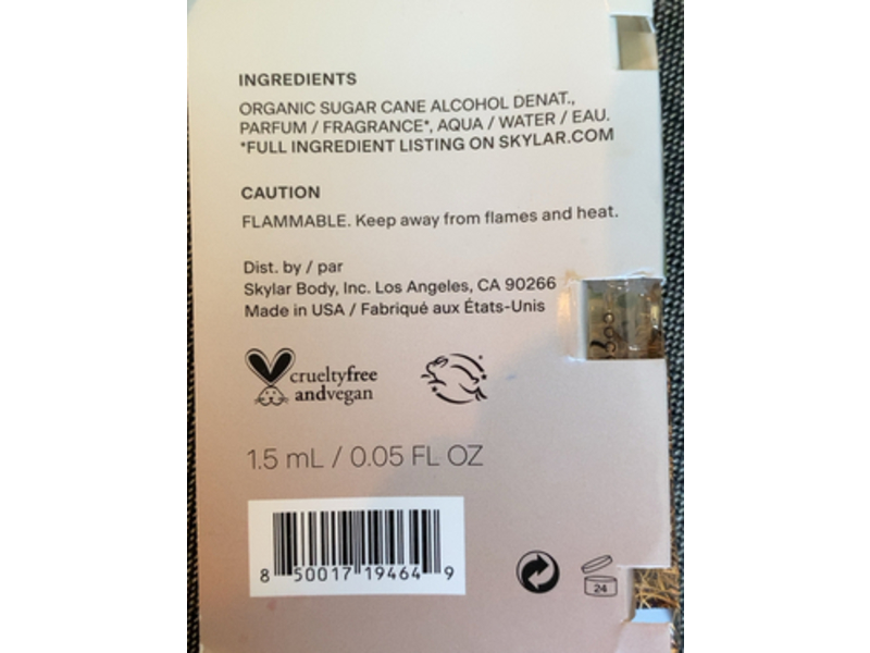 Skylar Clean Beauty Eau De Parfum, Coconut Cove, 0.05 fl oz/1.5 mL