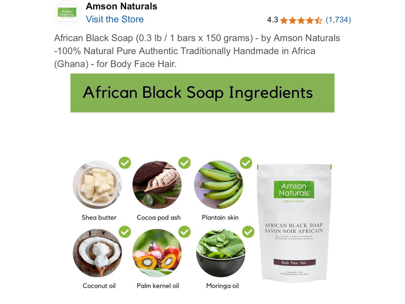Amson Naturals African Black Soap, 150 g
