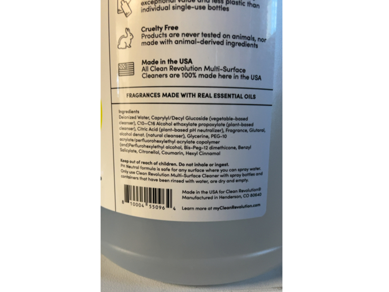 Clean Revolution Multi Surface Cleaner, Lemon & Herbs, 128 oz/3785 mL