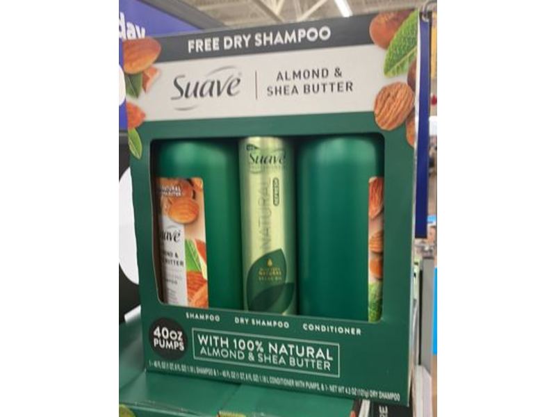 Suave Shampoo, Dry Shampoo & Conditioner Set, Almond & Shea Butter, 40 oz, 3 Count