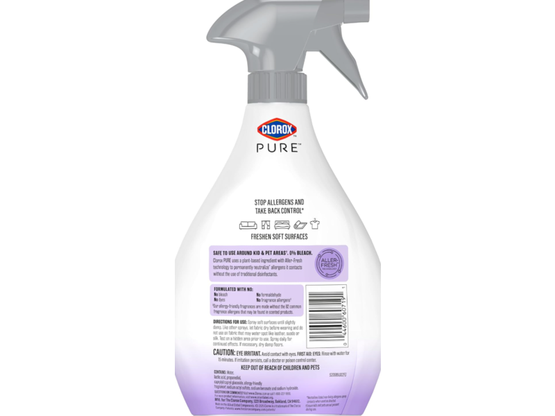 Clorox Pure Allergen Neutralizer Fabric & Carpet Spray, Nighttime Calm, 26 fl oz/769 mL