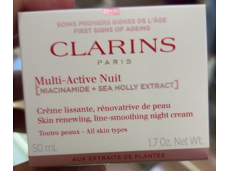 Clarins Multi - Active Night Cream, Niacinamide + Sea Holly Extract, 1.7 oz/50 mL