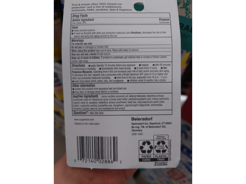 Coppertone Pure & Simple Baby SPF 50 Sunscreen Stick, 0.49 Ounce