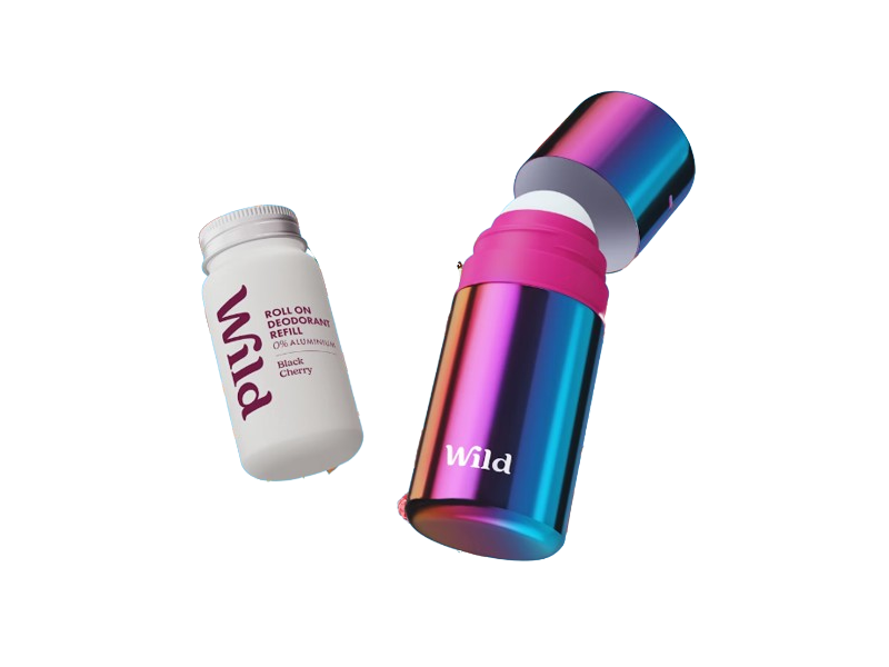 Wild Deodorant Roll On & Refill Duo, Black Cherry