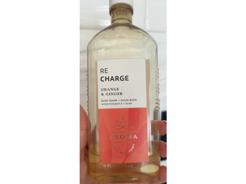 Bath & Body Works Re Charge Orange & Ginger Body Wash + Foam Bath, Vitamin E + Aloe, 10 fl oz/295 mL