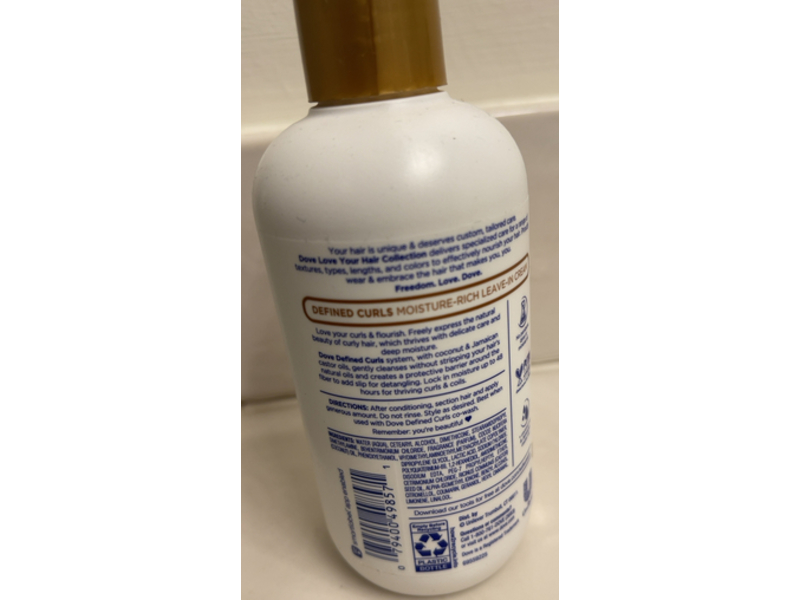 Dove Moisture -Rich Leave -In Cream, Defined Curls, 7.5 fl oz/222 mL