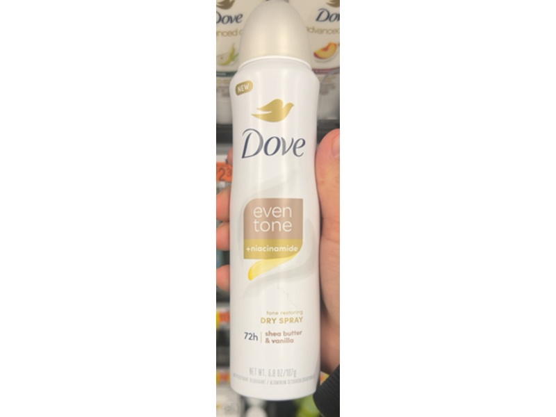 Dove Even Tone + Niacinamide Dry Spray, Shea Butter & Vanilla, 3.8 oz/107 g