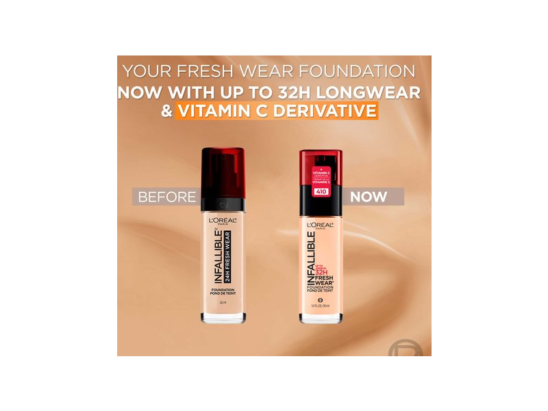 L'Oreal Paris Infallible Up To 32H Fresh Wear Foundation, 435 Rose Vanilla, SPF 25, 1 fl oz/30 mL