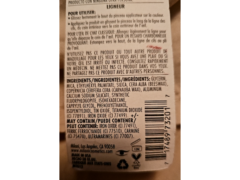 Milani Fierce Foil Eyeliner, 01 Black Gold Foil, 0.07 oz/2 g