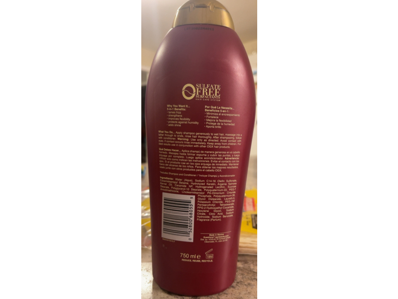 Ogx Keratin Smoothing Oil Shampoo, 25.4 fl oz/750 mL
