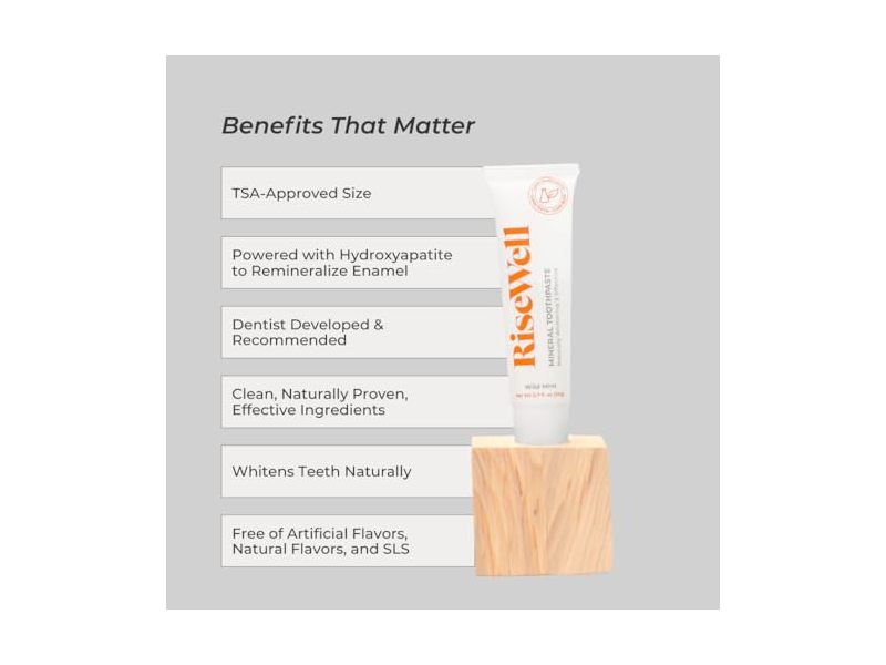 RiseWell Travel Mineral Toothpaste, Wild Mint, 0.7 fl oz/20 g