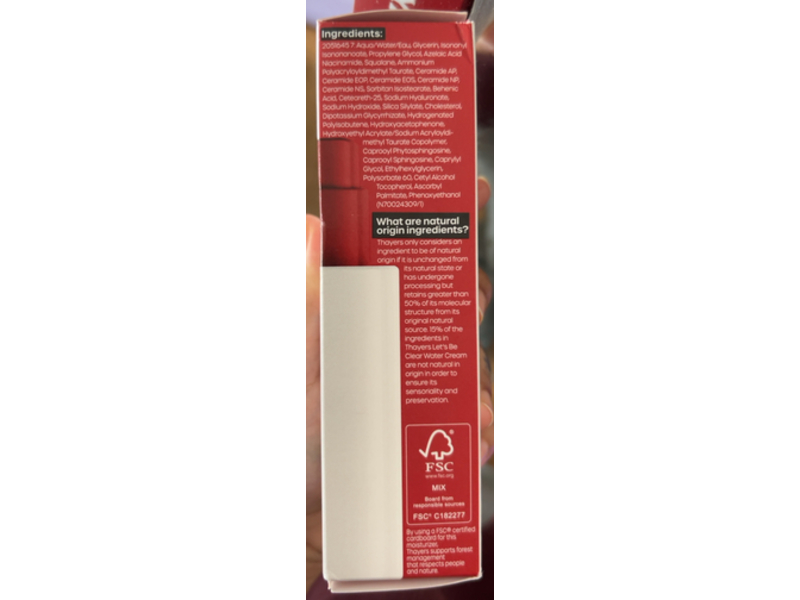 Thayers Let's Be Clear Water Cream, Azelaic Acid + Hyaluronic Acid + Licorice Root, 2.5 fl oz/75 mL