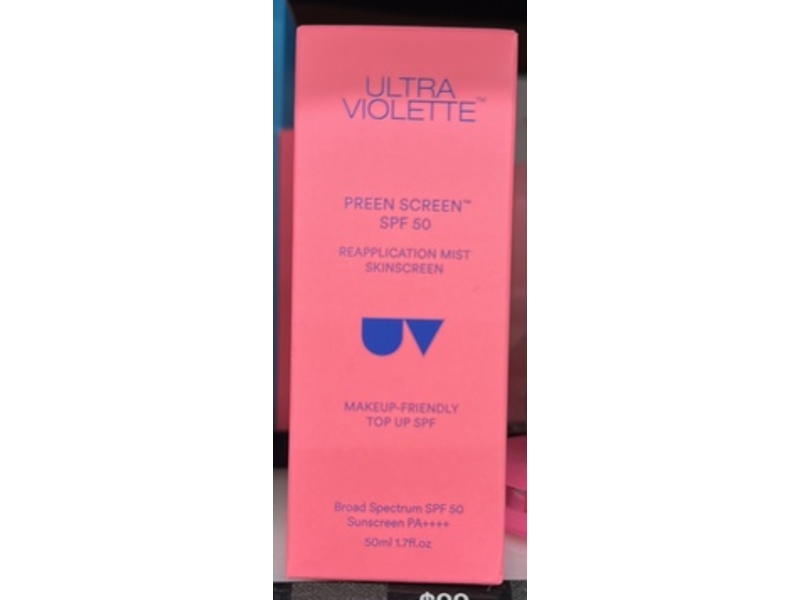 Ultra Violette Preen Screen Reapplication Mist Skinscreen, SPF 50 PA++++, 1.7 fl oz/50 mL
