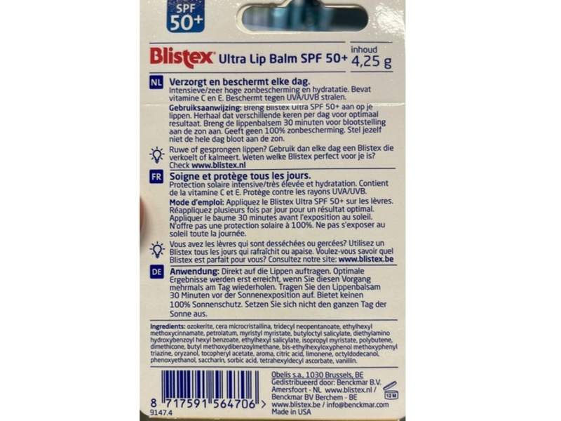 Blistex Ultra Lip Balm, SPF 50+, 4.25 g