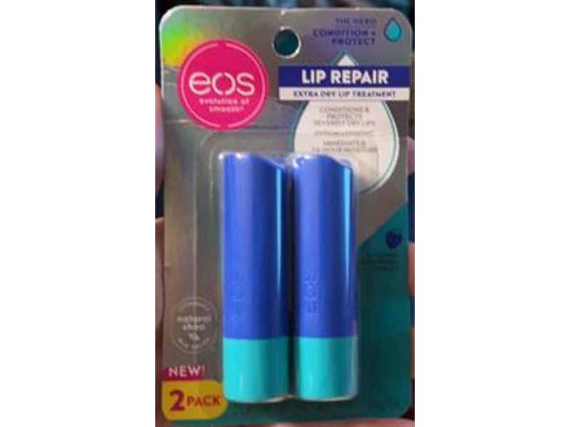 Eos Lip Repair Extra Dry Lip Treatment, Natural Strawberry Extract, 0.14 oz/4 g, Pack of 2