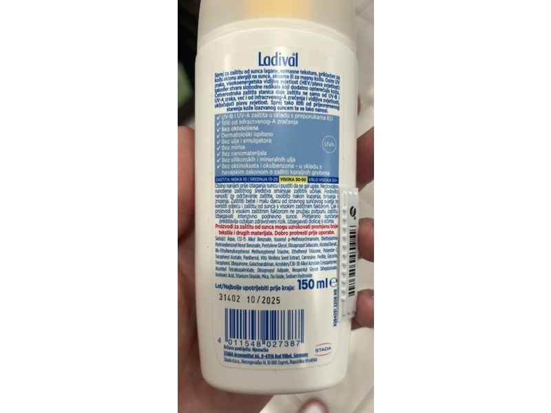 Ladival Allergic Skin Sunscreen Spray, SPF 30, 150 mL