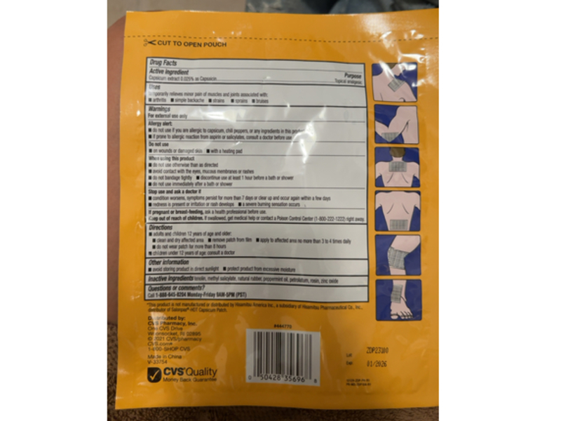 CVS Health Topical Analgesic Medicated Heat Patch, Capsicum Extract 0.025%, Large, 1 Count