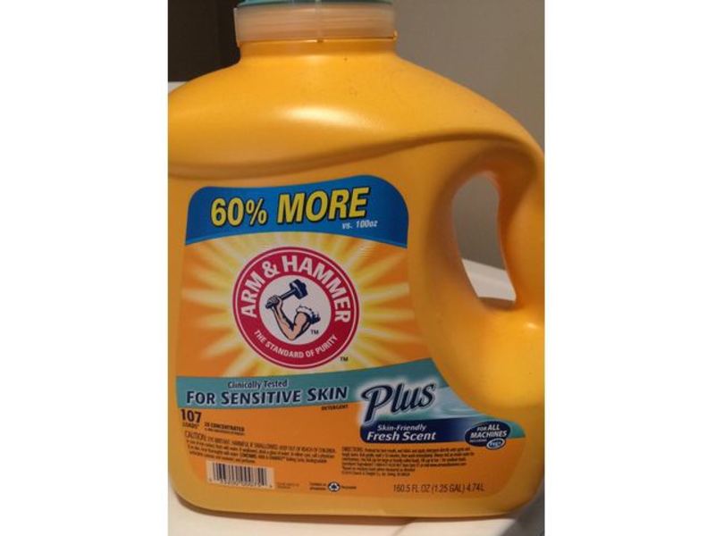 Arm & Hammer Sensitive Skin Plus Fresh Scent Liquid Laundry Detergent, 160.5 fl oz/4.74 L/107 loads