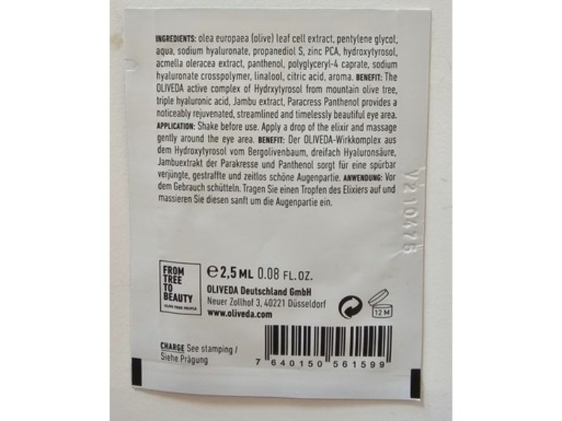 Oliveda Hydroxytyrosol Corrective Eye Elixir, 0.08 fl oz/2.5 mL