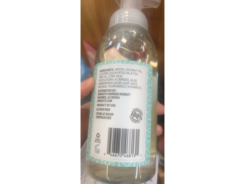 Sprouts Castile Foaming Hand Soap, Eucalyptus & Tea Tree, 13 fl oz/385 mL
