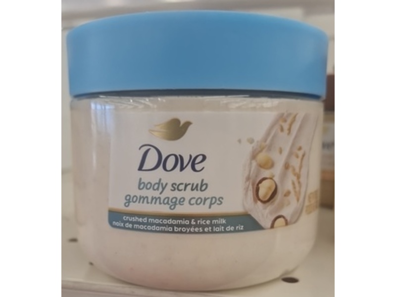 Dove Body Scrub, Macadamia & Rice Milk, 15 oz