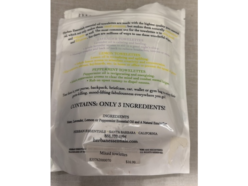 Herban Essentials Oil Towellettes, Mixed, 20 Count