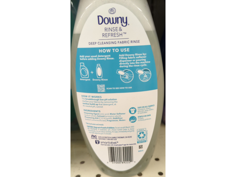 Downy Liquid Rinse & Refresh Fabric Rinse, Cool Cotton Scent, 25.5 fl oz