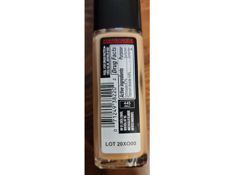 L'Oreal Paris Infallible Fresh Wear Foundation, 445 Vanilla, 1.0 fl oz/30 mL