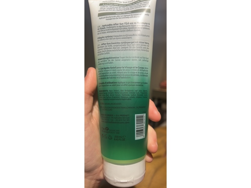 Aphrodite After Sun Face & Body Gel, Olive Oil & Aloe Vera, 8.45 fl oz/250 mL